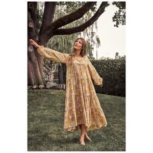 Maelu Designs Yellow Floral Woodstock Dress Size Small